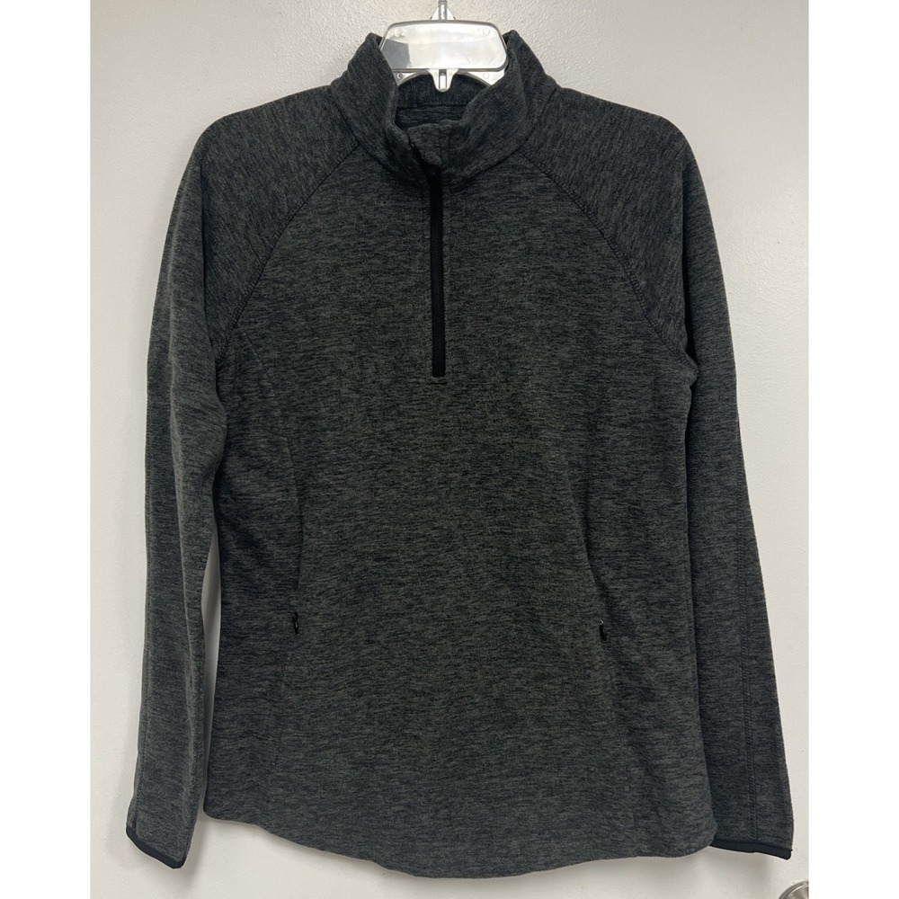 BCG Fleece Pullover Womens 1/4 Zip Pockets Active Wear Top Size Large Dark Gray